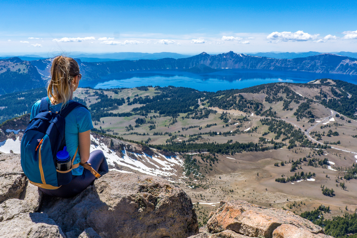 Overlooking Oregon's Crater Lake.