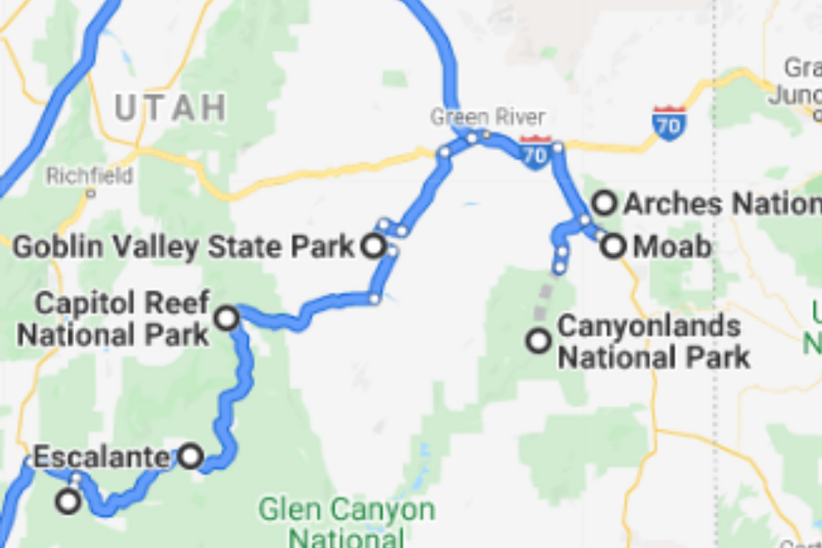 Stops along a 10-day Utah Road Trip.