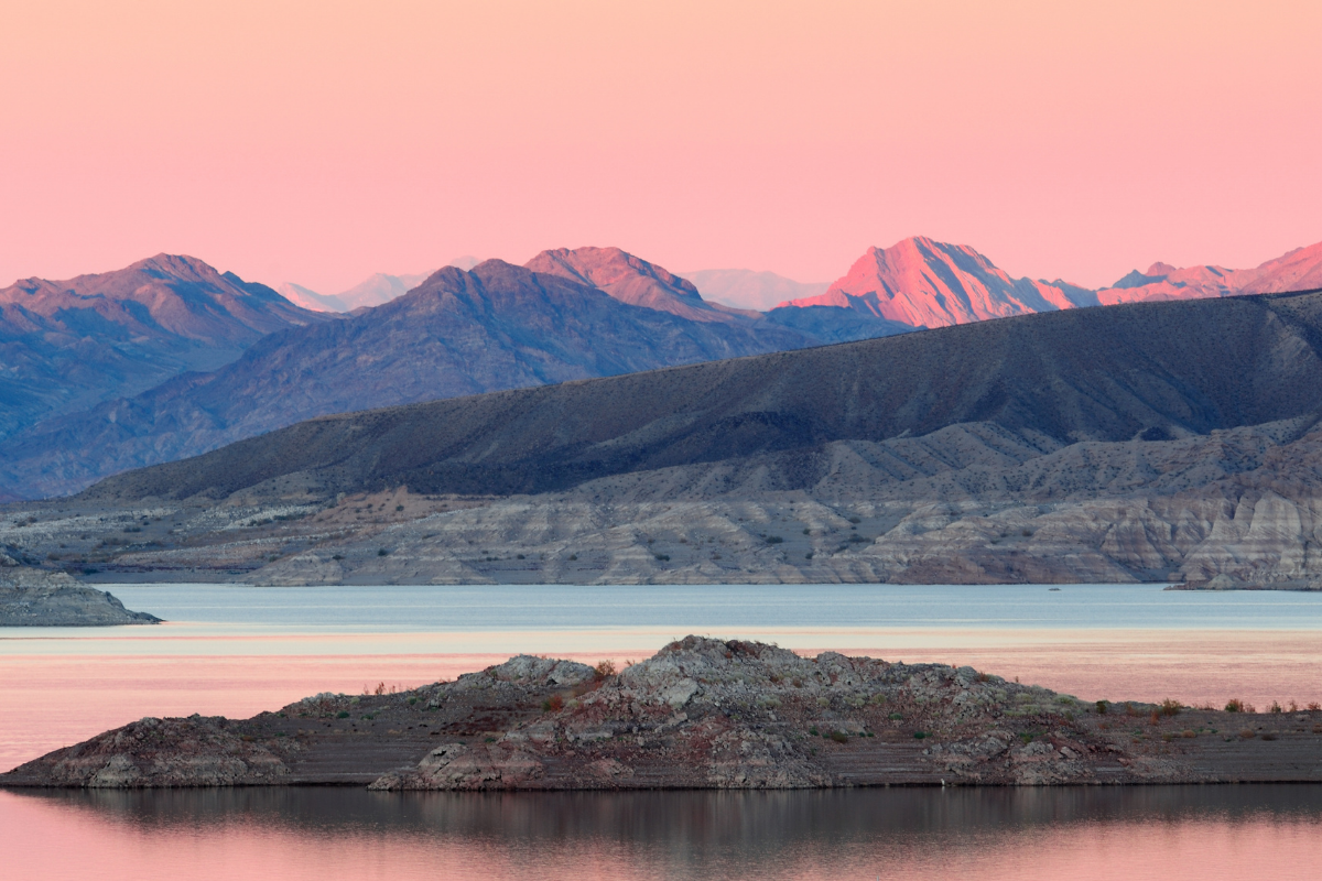 Colorful skies over Nevada's Lake Mead.