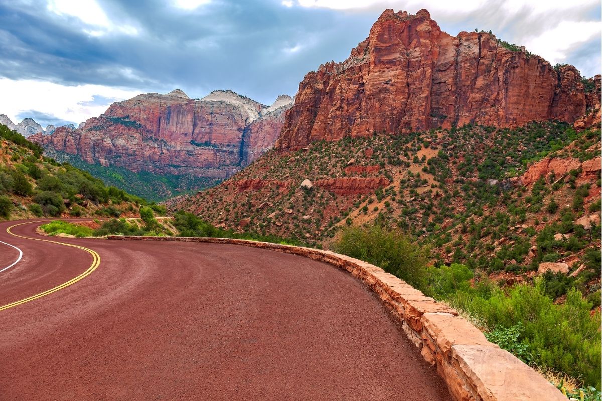 Road through the Zion National Park in Utah,USA