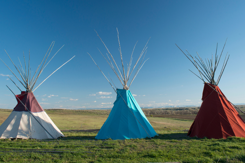 Tipis in the Crow Indian Reservation in Montana