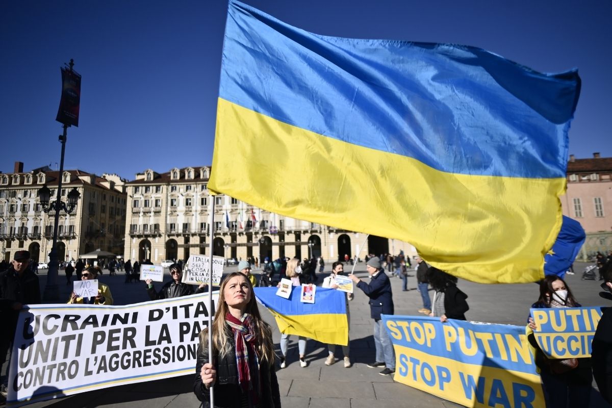 Protestors In Italy Rally For Ukraine After Russian Invasion