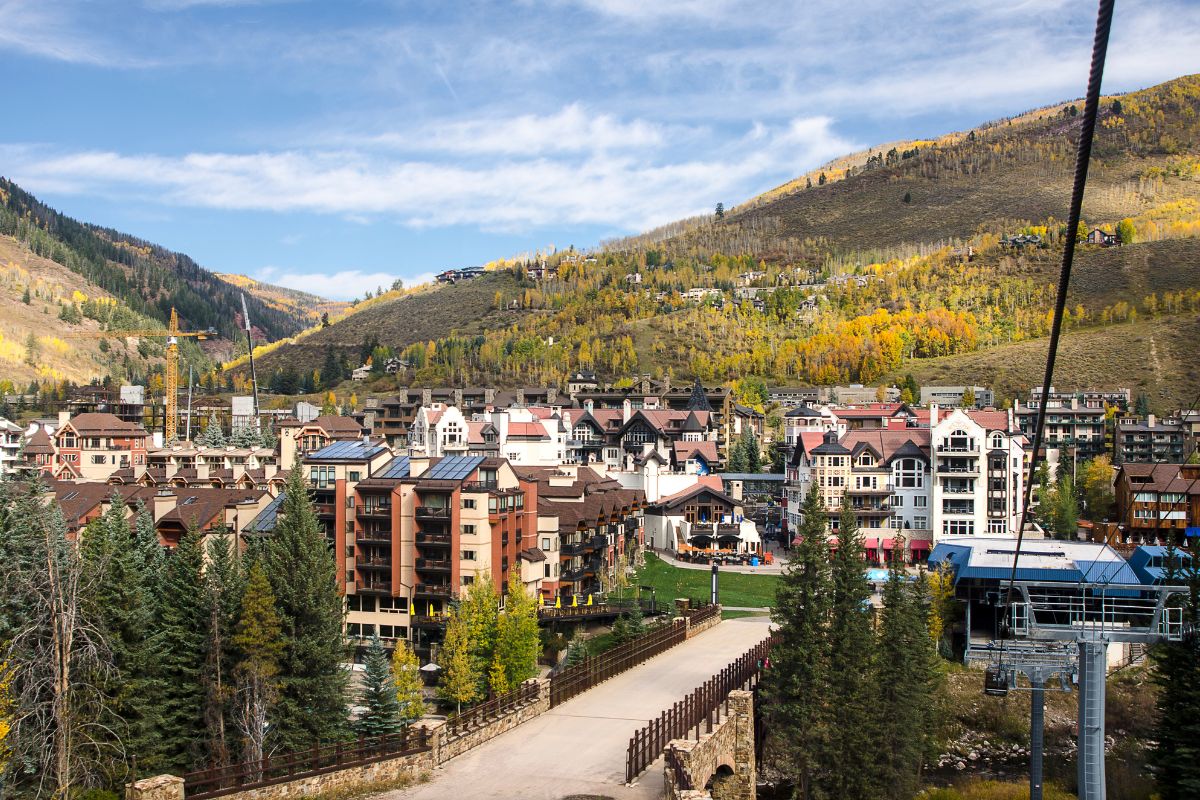 Ski Resort Village of Vail, Colorado in the Rocky Mountains